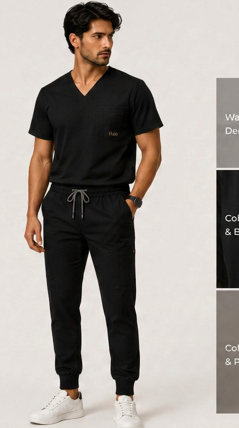 Atlas Men's Scrub Top in Midnight Navy